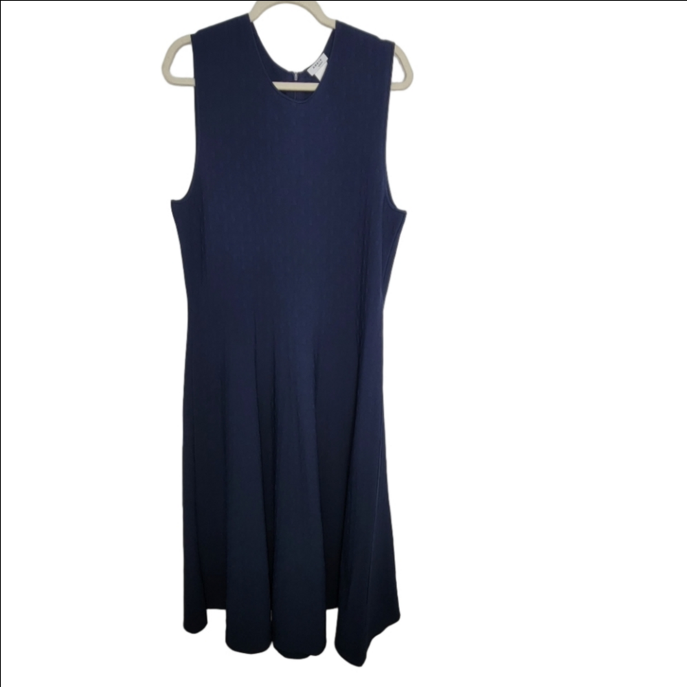 Akris punto Knit Jacquard Midi-Dress Size 16 Navy - Picture 5 of 14